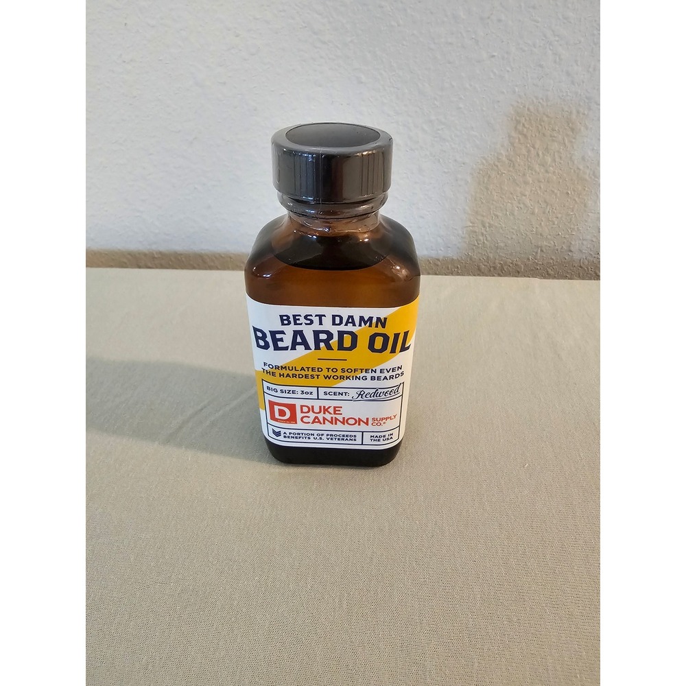 Duke Cannon Best Damn Beard Oil Redwood Scent 3oz Mens Facial Hair Care New